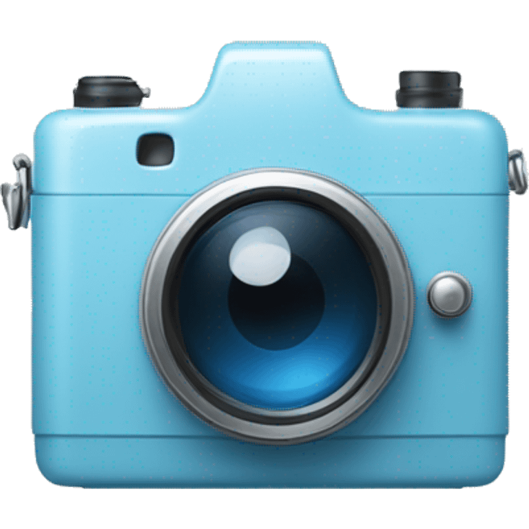 photo camera icon in white color in a light blue box emoji