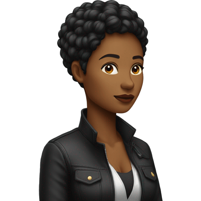 Femme noire avec veste et un micro  emoji