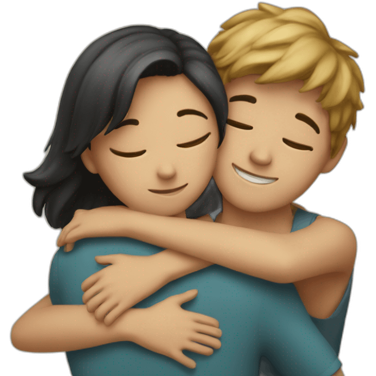 A kind boy with a girl and they hug  emoji