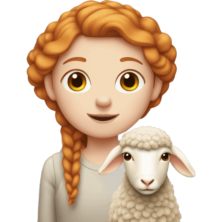 Ginger girl with a sheep  emoji