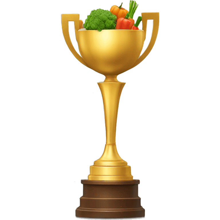 golden championship trophy with vegetables inside emoji