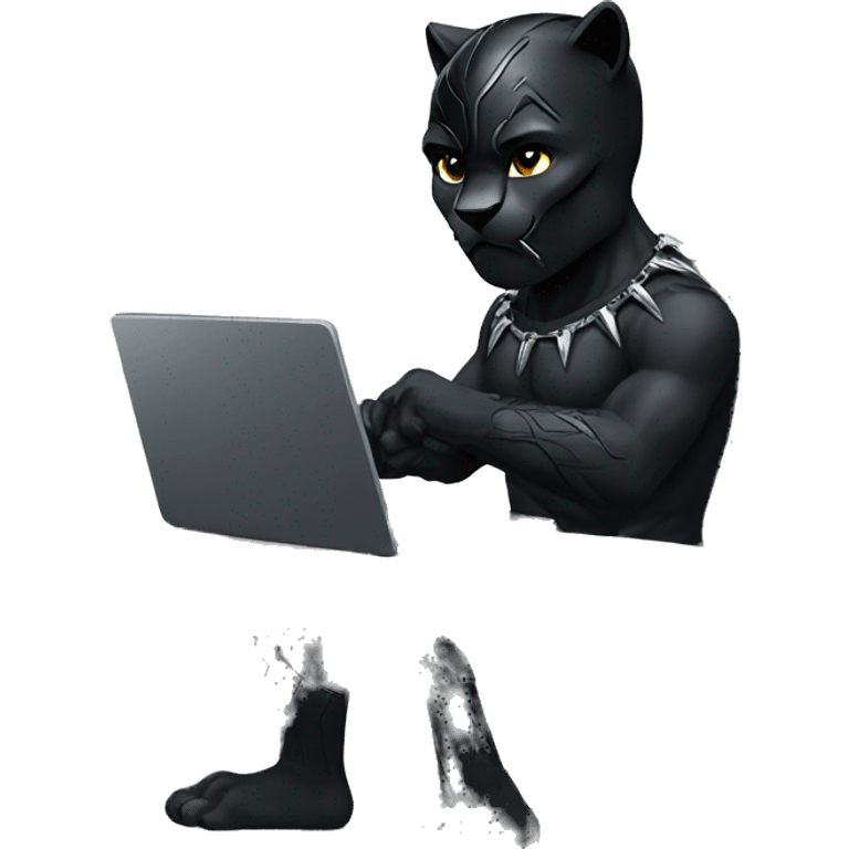 Black Panther  working on computer emoji