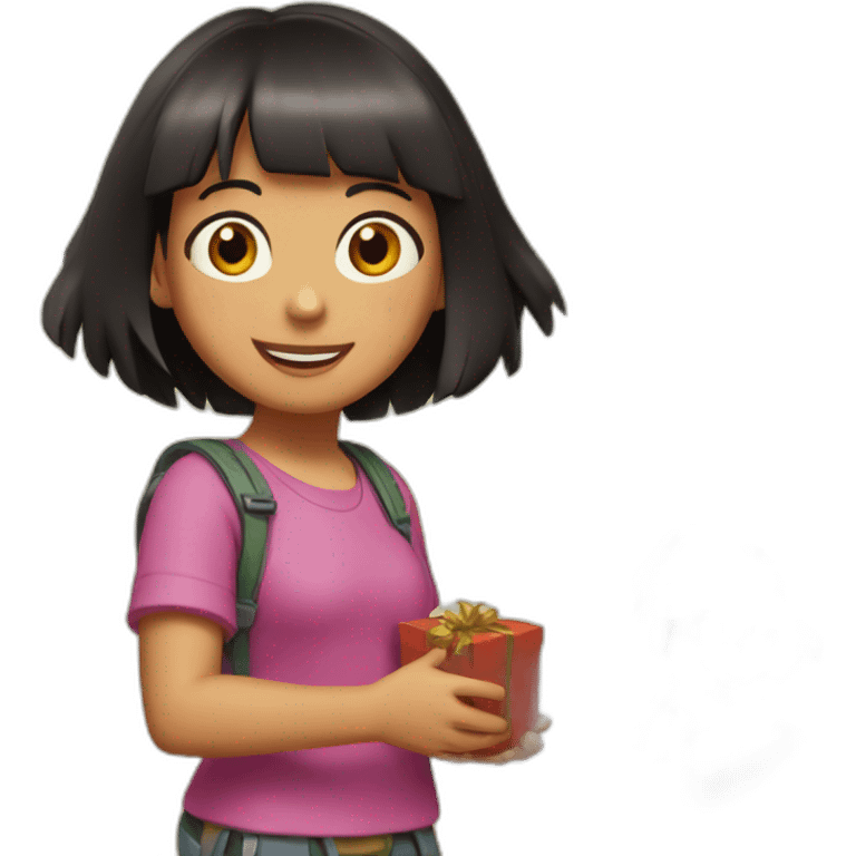 happy dora adventure in christmas emoji