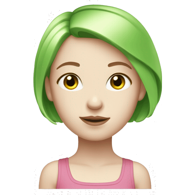 pale skin girl with pink bob hair and green eyes emoji