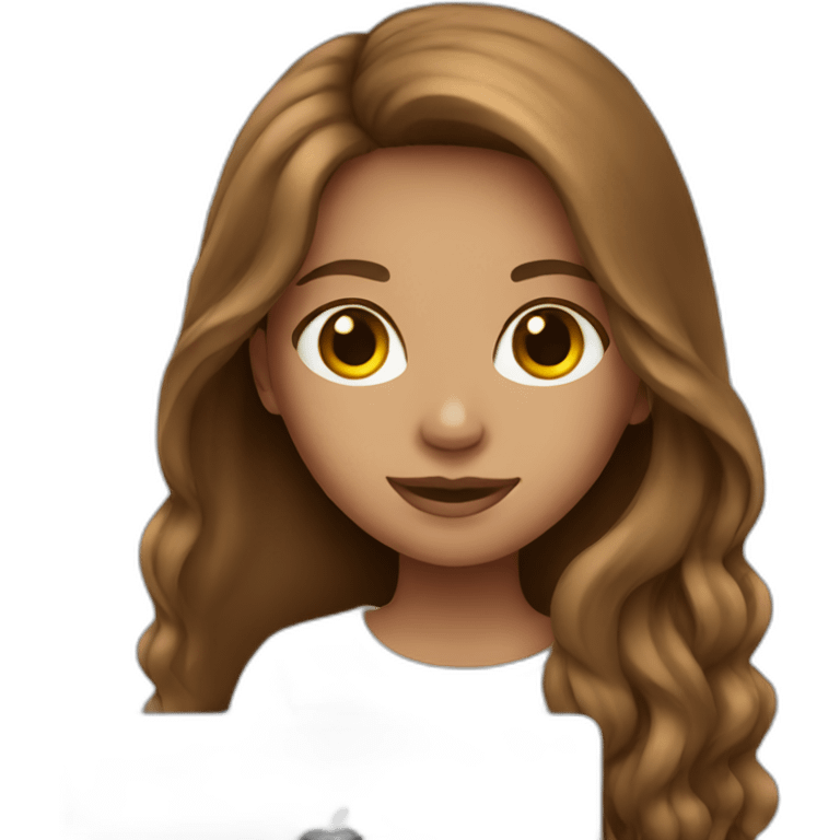 girl with brown long hair with macbook emoji