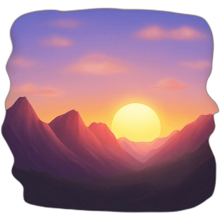 the sun setting behind the mountains emoji