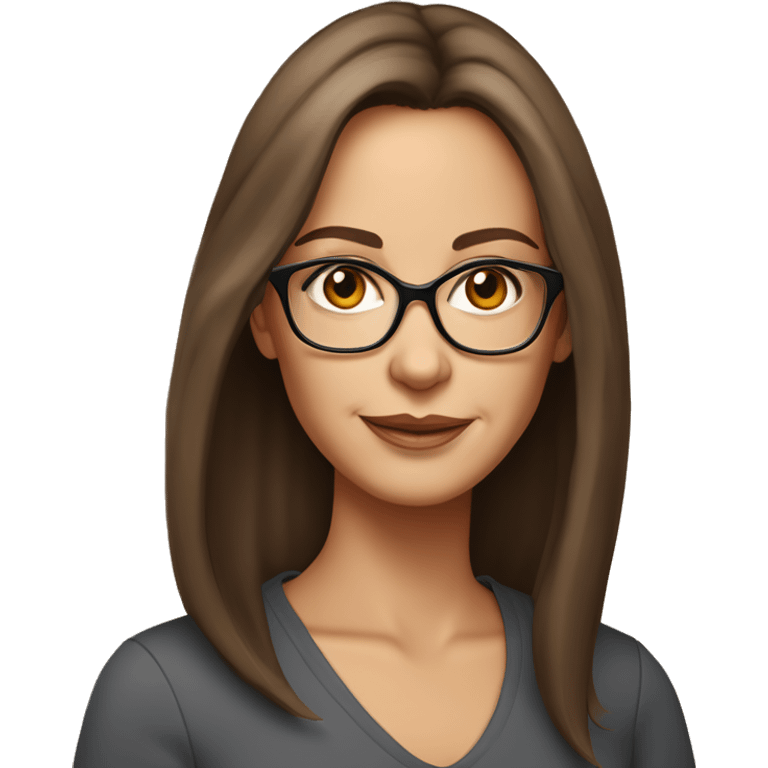 50 years old girl
long brown hair with straight styling
light skin small
glasses with refined frame
Brown eyes with cat eye liner emoji