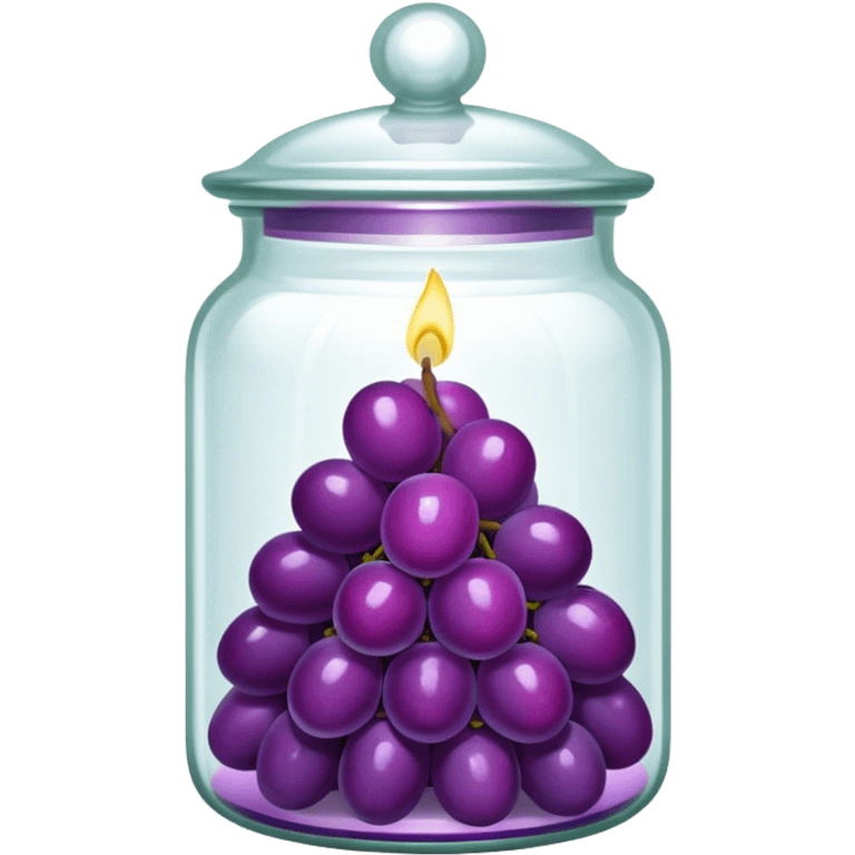 Purple grape candle in a glass jar with a glass cover emoji