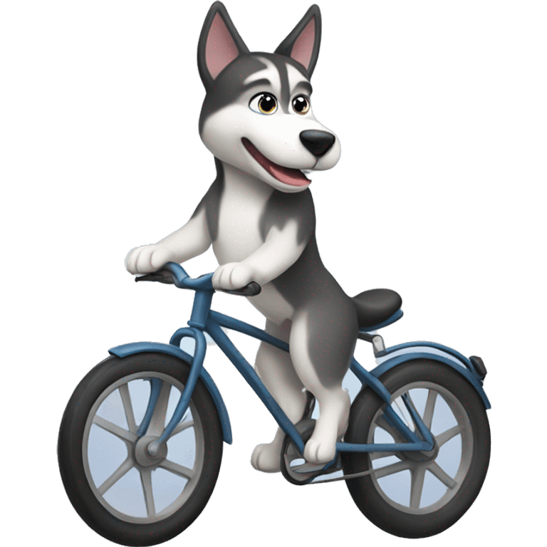 Husky on a bike  emoji