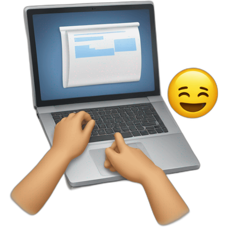 manos tecleando en laptop emoji