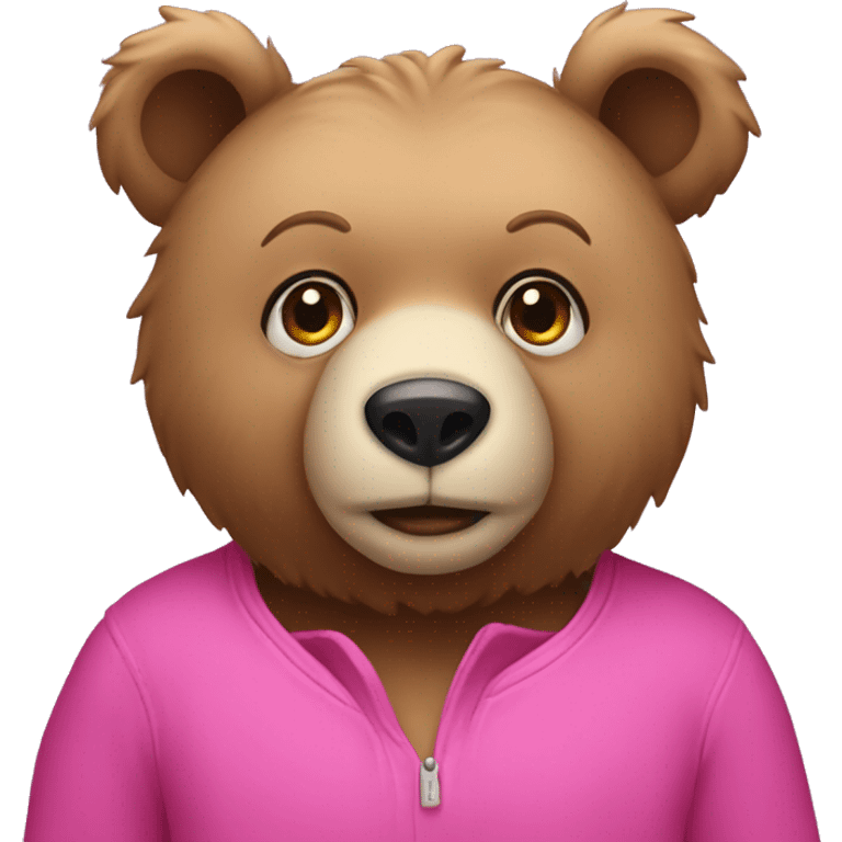 Bear wearing pink fionka emoji