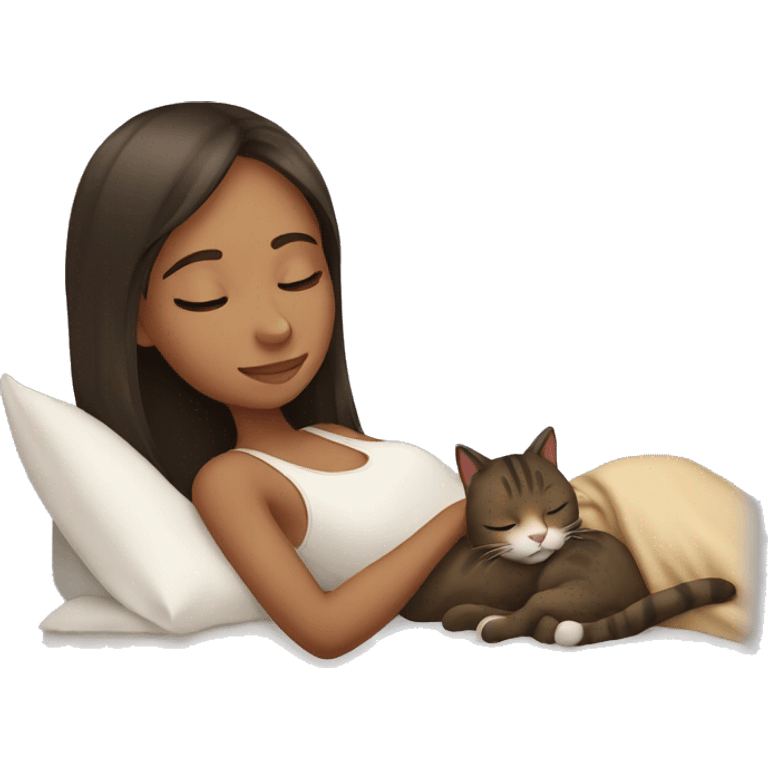 girl sleeping with a cat emoji