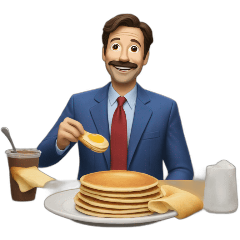 Ted Lasso eating pancakes with Jesus  emoji