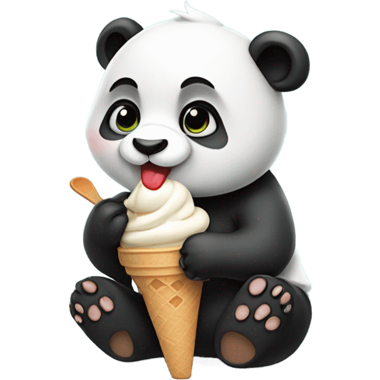 Panda eating ice cream emoji