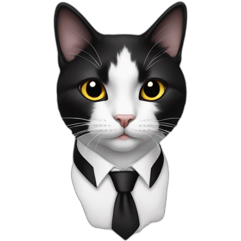 Tuxedo cat in tie, lot of black fur emoji