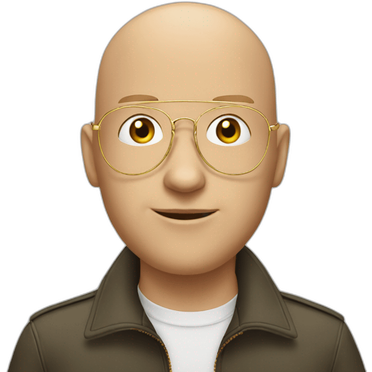 Bald young white man with golden aviator glasses emoji