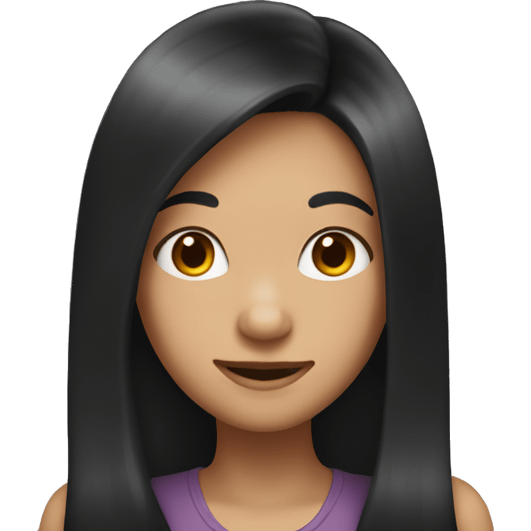 Girl with long black hair smiling  emoji