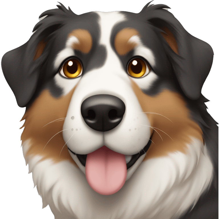 Tricolor Australian Sheppard  covering his nose with his paws emoji