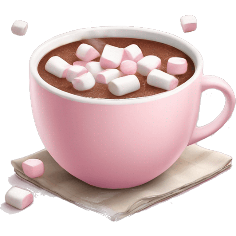 Light Pink mug of hot chocolate with marshmallows  emoji