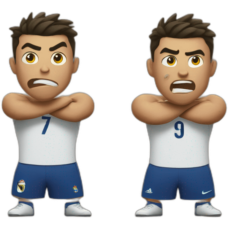 Ronaldo face with two expressions, one extremely angry, the other extremely happy emoji