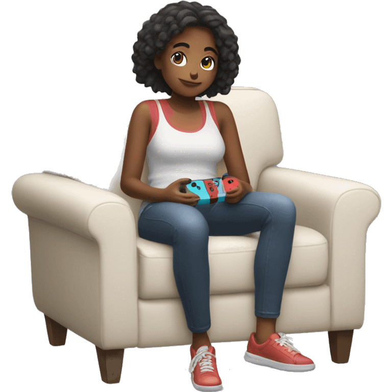 Relaxed girl with nintendo switch emoji