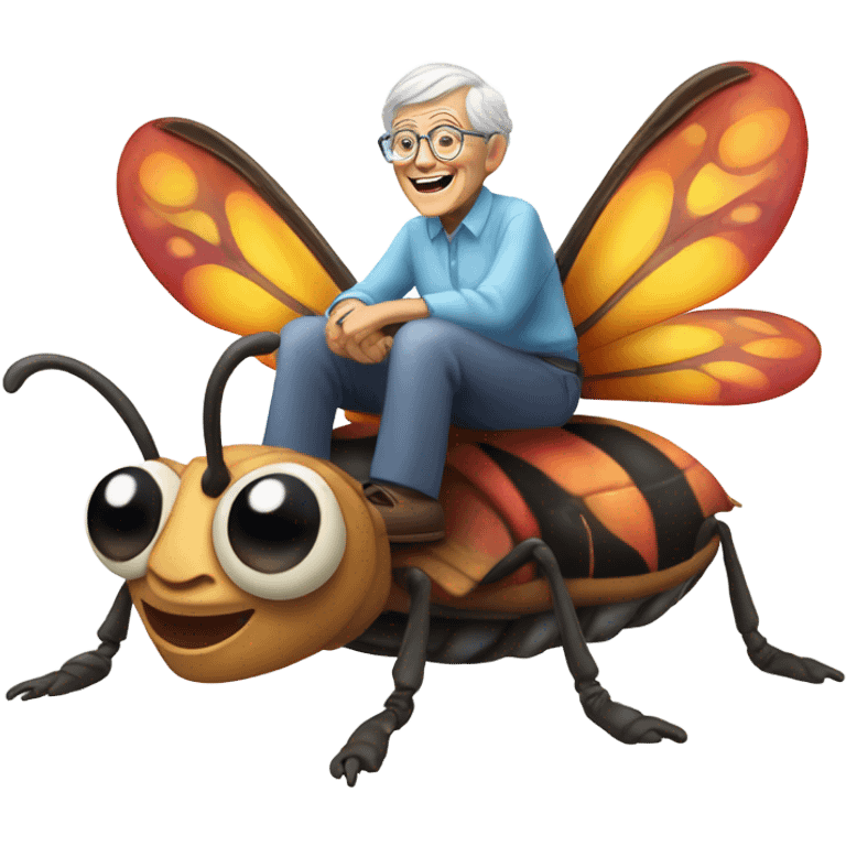 Old person riding a bug emoji