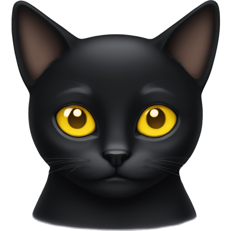 a black cat with yellow eyes curled up emoji