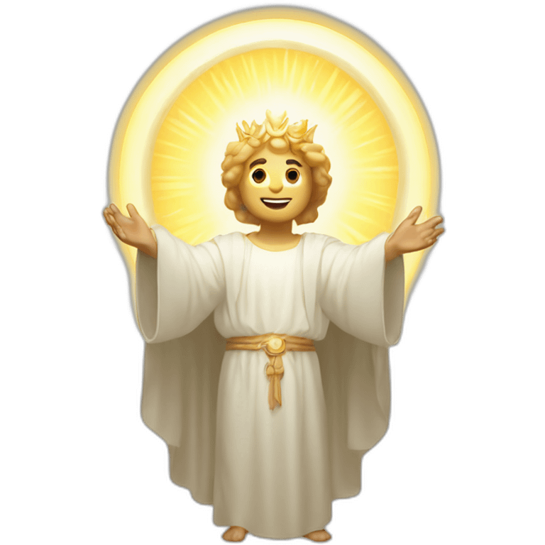 Emote of a white male divine figure with a radiant halo emoji