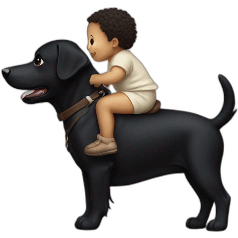 baby riding a black dog emoji