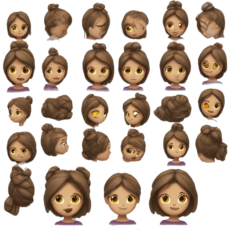 Brown haired girl with bun emoji