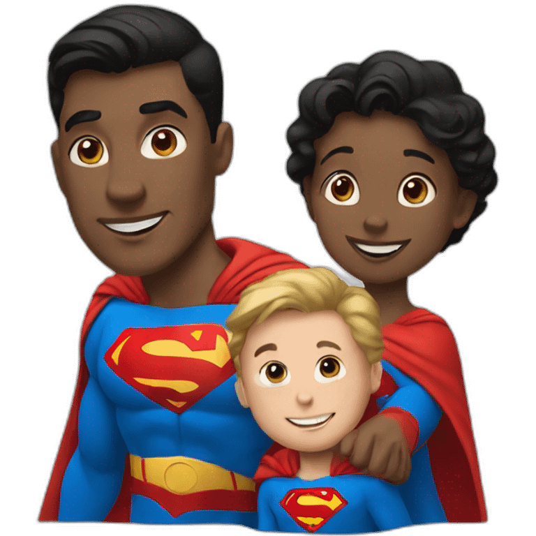 superman with two kids emoji