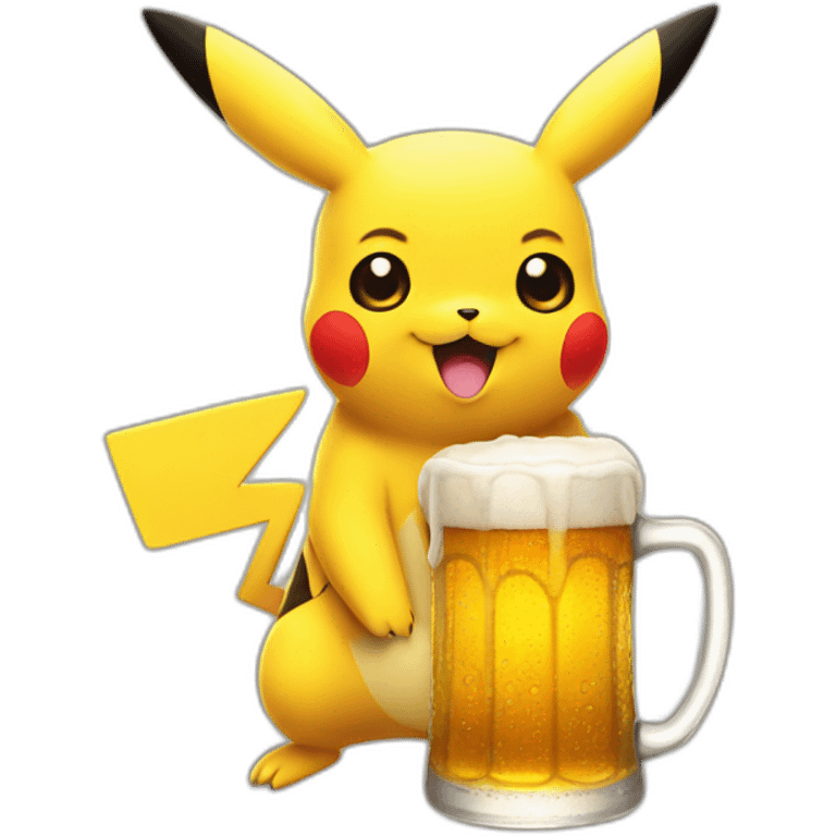 Pikachu with a beer emoji