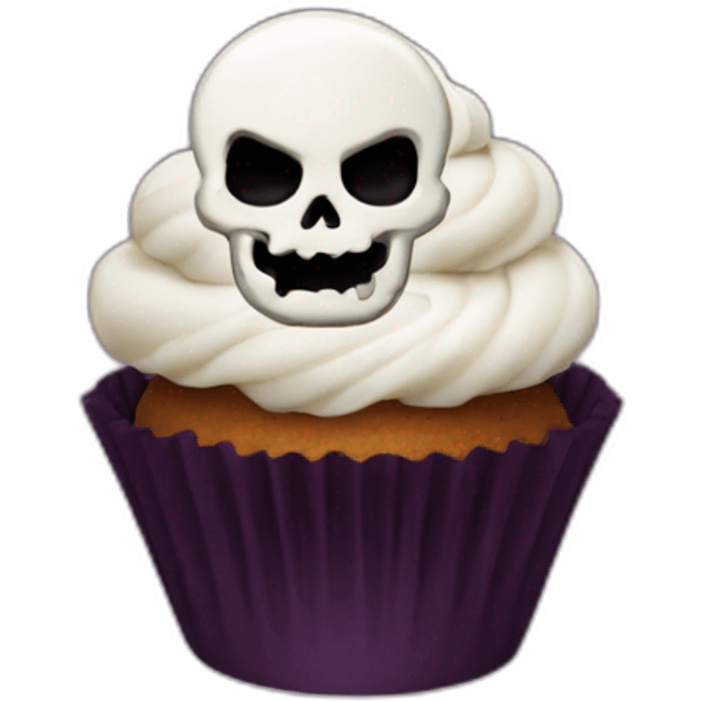 Happy Halloween skull cupcake emoji