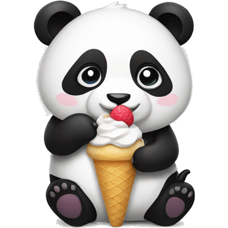 Panda eating ice cream emoji