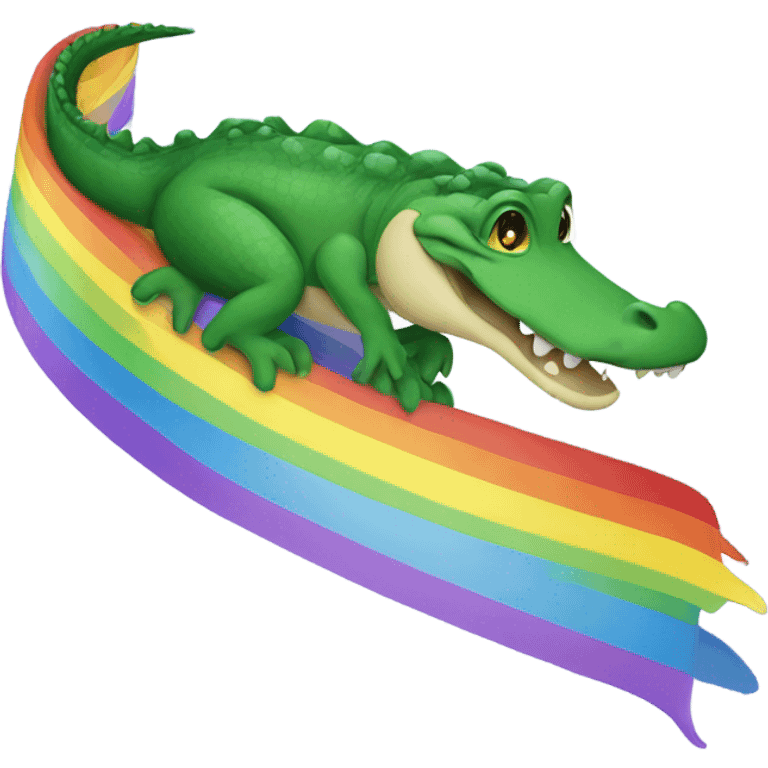 an alligator on a rainbow emoji