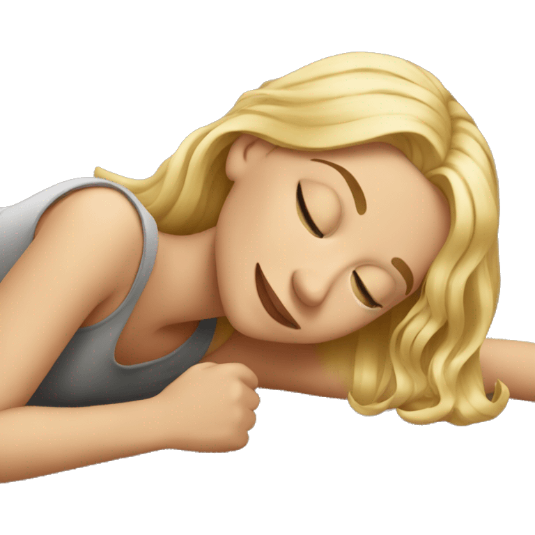 Blond Young Woman Lying With Her Back On The Floor emoji