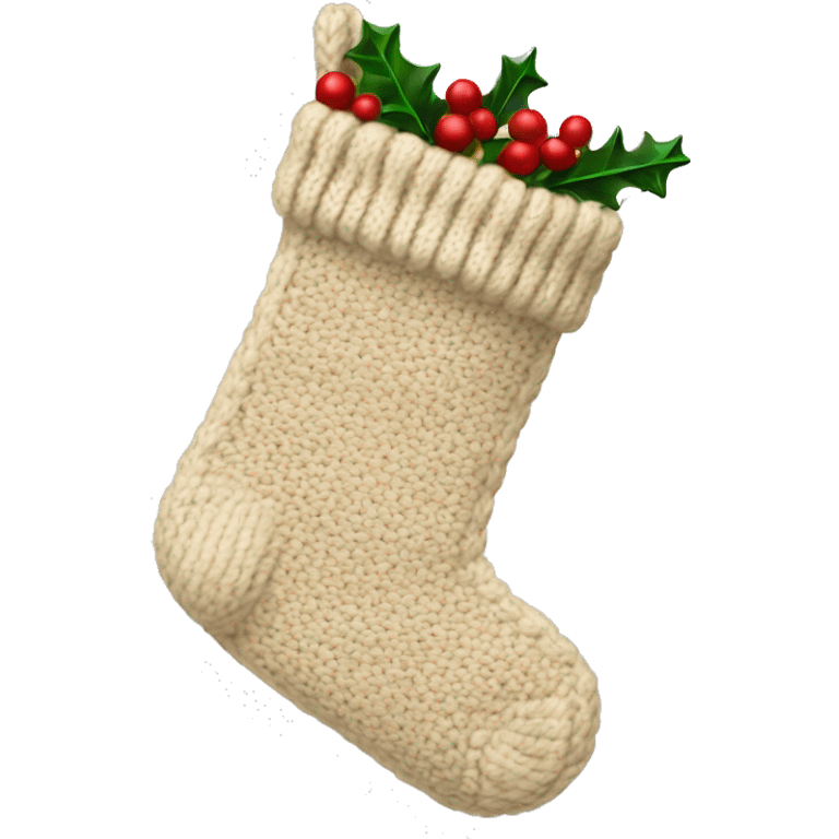 Knitted creams colored Christmas stockings  emoji