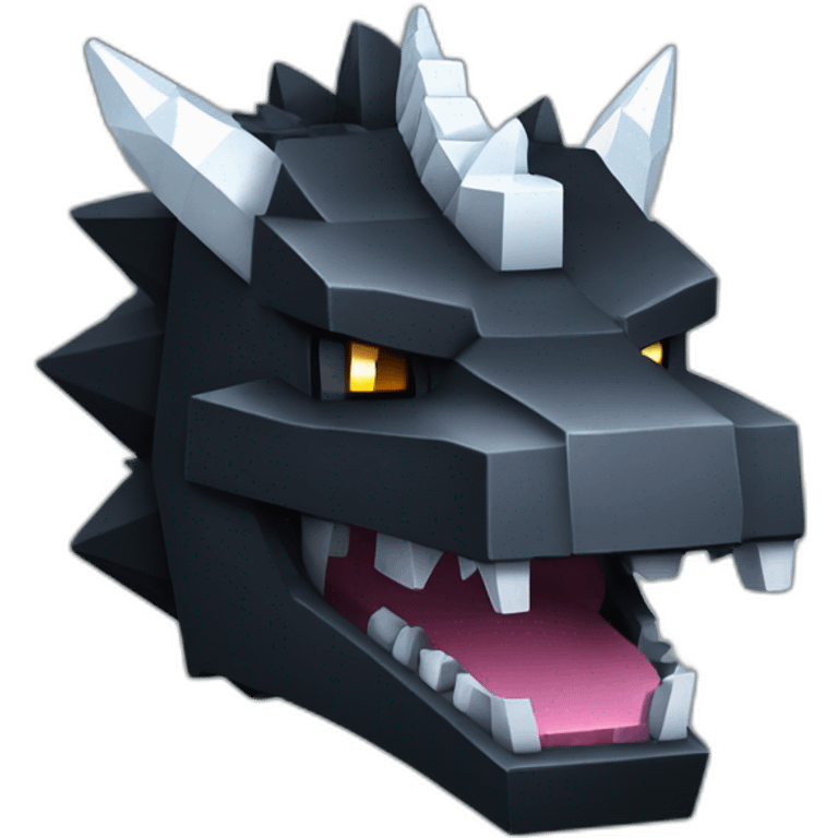 Minecraft Black Godzilla Head With Diamond Unicorn Horn and Lazer Eyes emoji