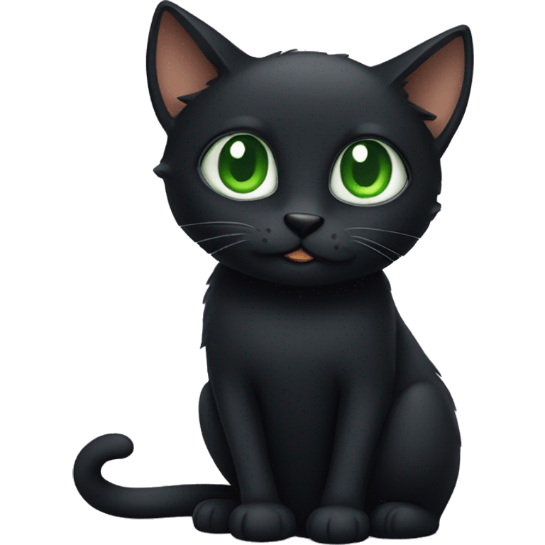 Black cat with green eyes emoji