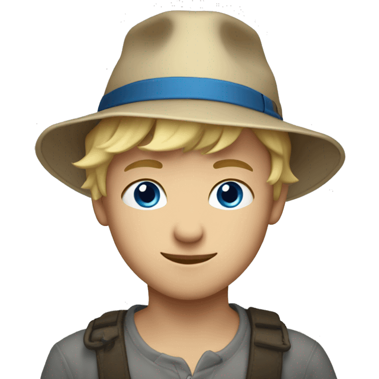 blonde blue eyes boy with a hat off emoji