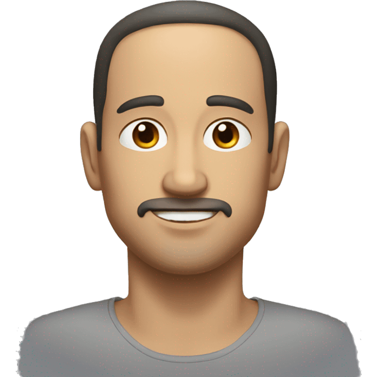 round faced white man with few facial hair and black hair emoji