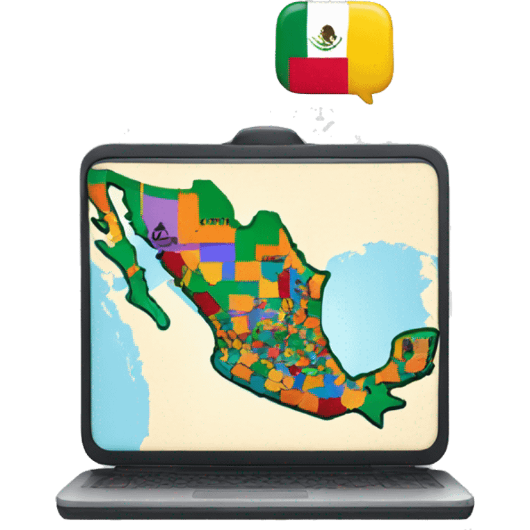 computer with colorful Mexico's map showing on screen emoji