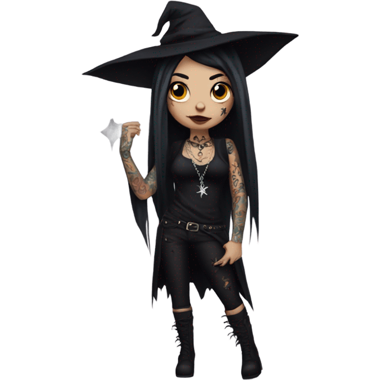 Goth Witch with lots of tattoos emoji