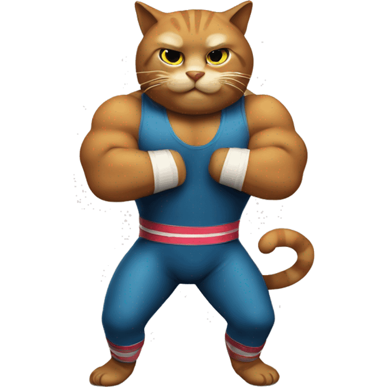 cat dressed as a professional wrestle emoji