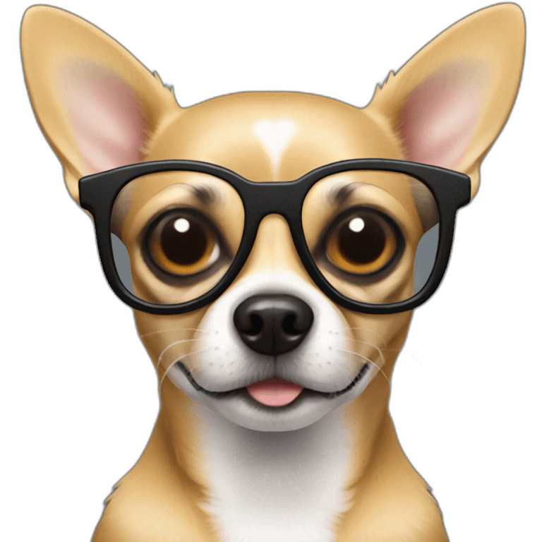 chihuahua NEGRO CON GAFAS emoji