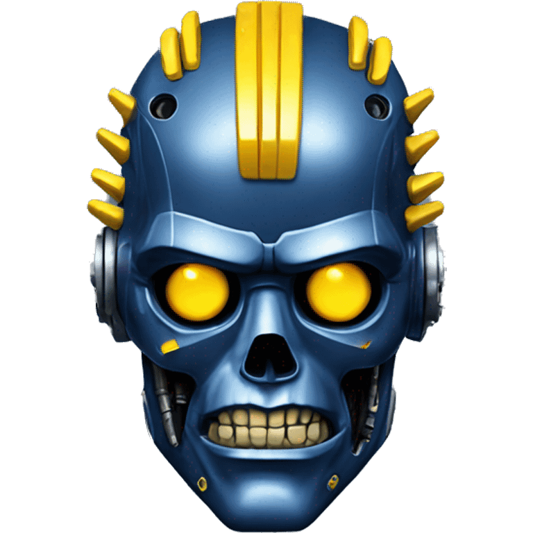 Terminator robot head with dark blue metallic skin and yellow Mohawk  emoji