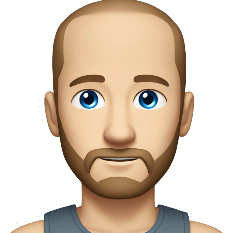 Blue eyed white man with receding hairline and a beard, brownn hair, wearing a tanktop emoji