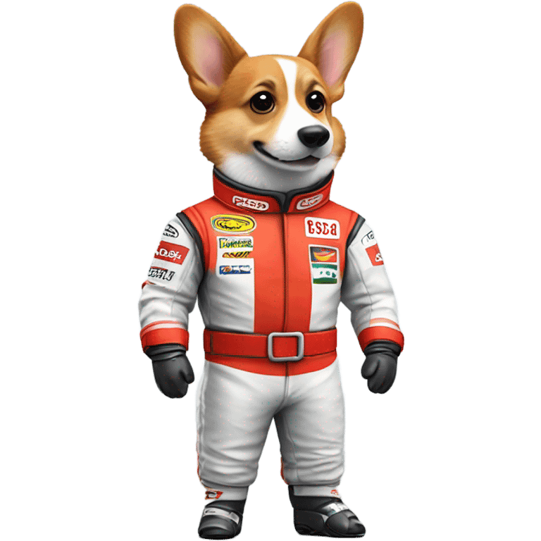 corgi dressed up as an F1 driver emoji