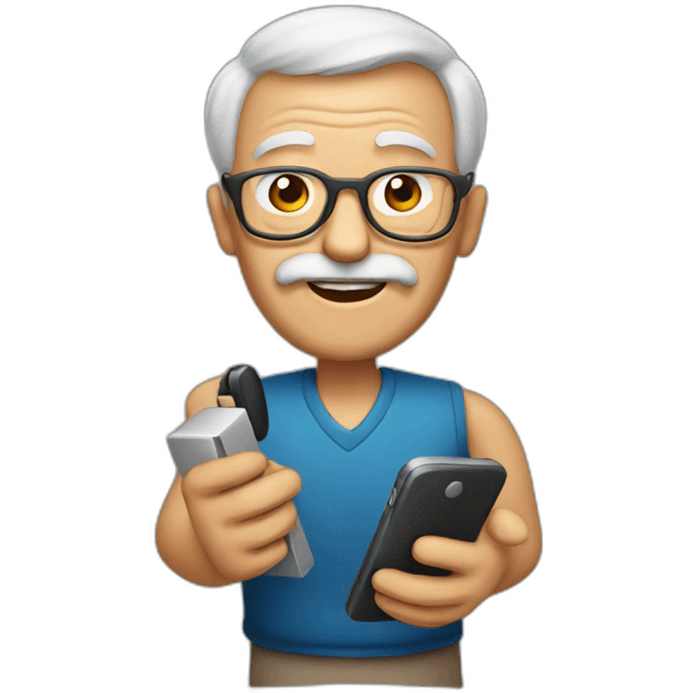 Grandpa with phone  emoji