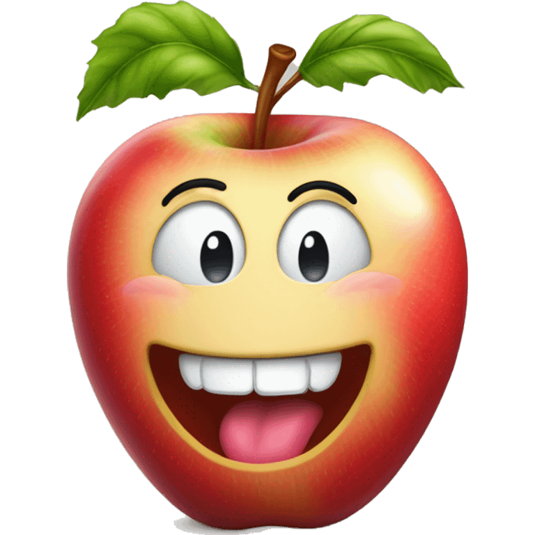 a drooling smiling apple emoji